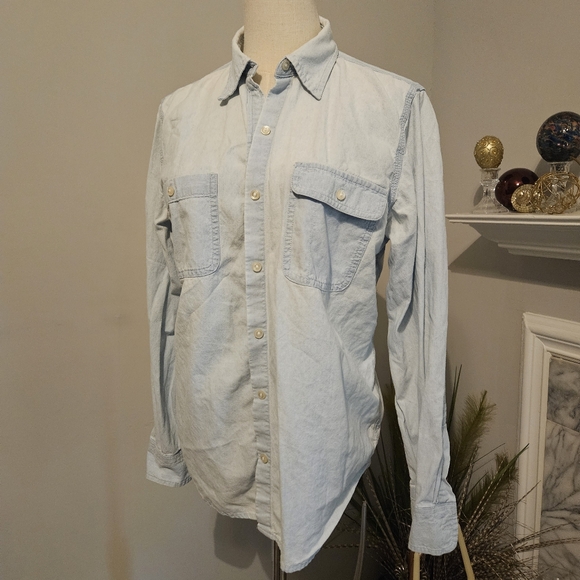Light Blue Denim Cotton Shirt 👕 - Picture 1 of 7